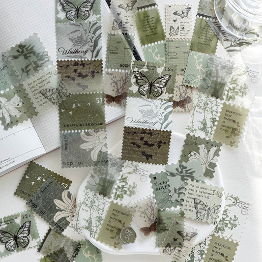 [2602-005] Vintage Stamp Style Journal Stickers 4 Styles