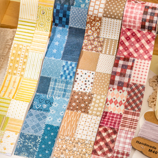 [2603-079] Kraft Patchwork Washi Tape 4 Styles