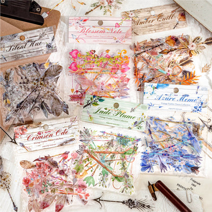 [2603-106] Vintage Feather PET Stickers 6 Styles