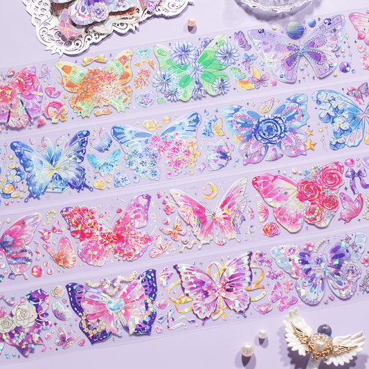 [2603-118] Butterfly Letter Iridescent PET Tape 4 Styles