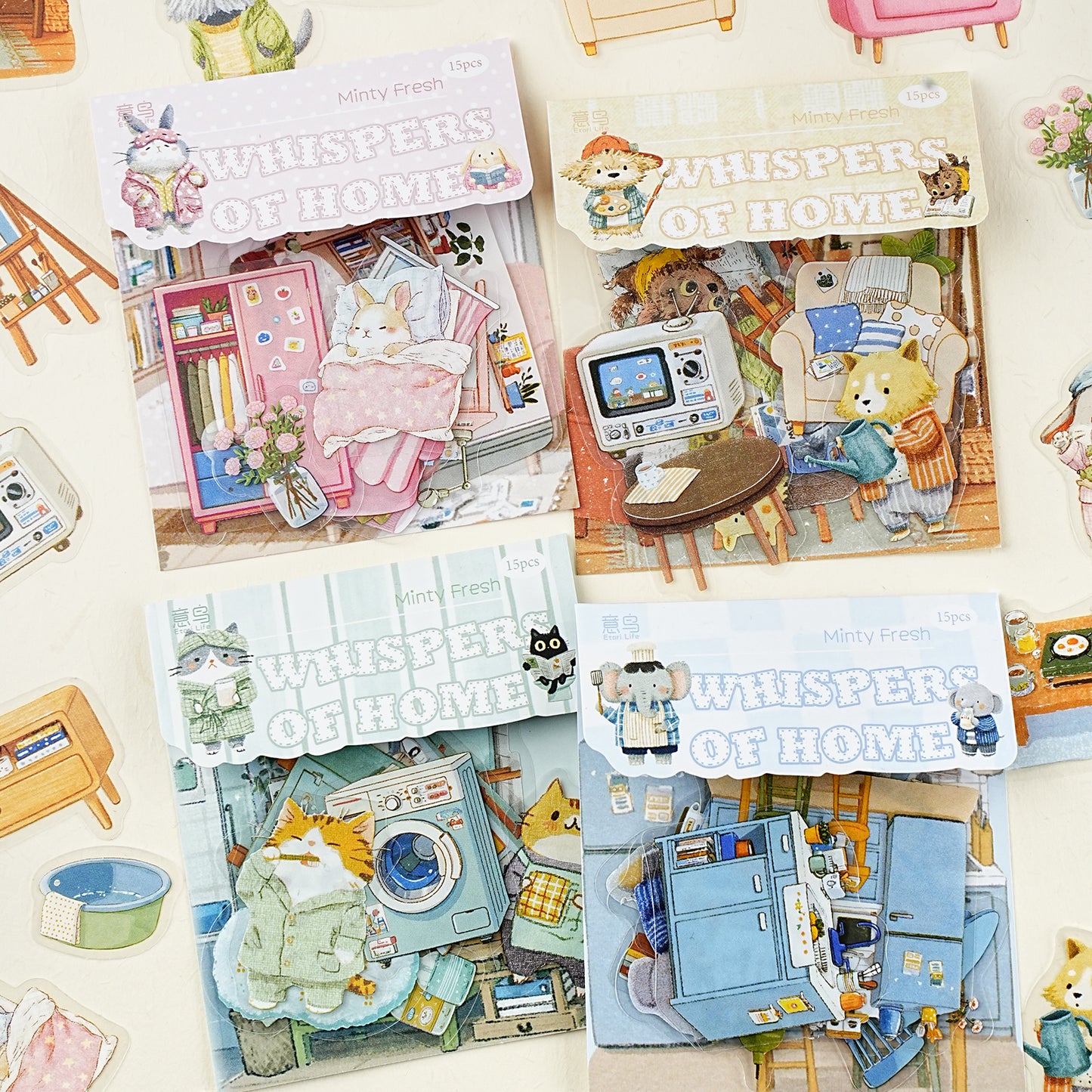 [2603-111] Cute Animal PET Sticker Pack 4 Styles