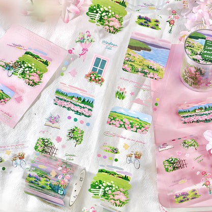 [2603-040] Floral Die Cut PET Tape 4 Styles