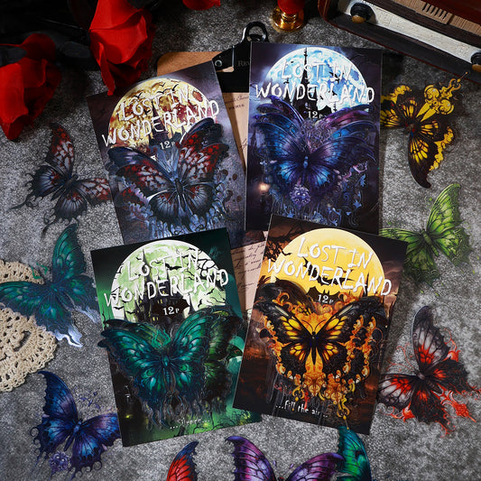 [2601-138] Lost Wonderland Gothic Butterfly Stickers – Dark Fantasy Foil Series (4 Designs)