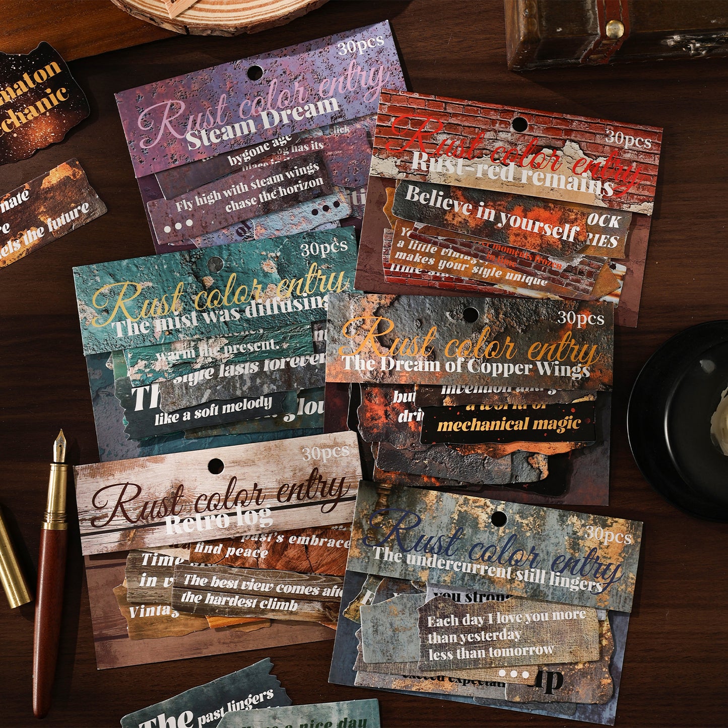 [2602-011] Vintage Text Collage Stickers 6 Styles