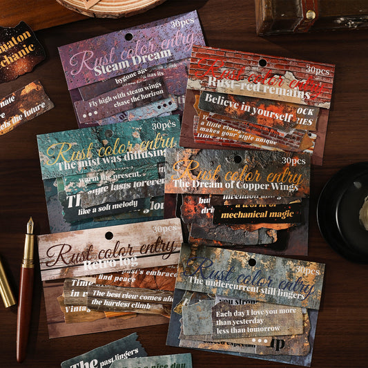 [2602-011] Vintage Text Collage Stickers 6 Styles