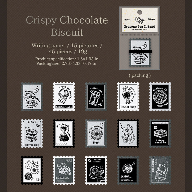 [2601-135] Vintage Tea & Café Stickers – Cozy Bakery Journaling Set (6 Designs)