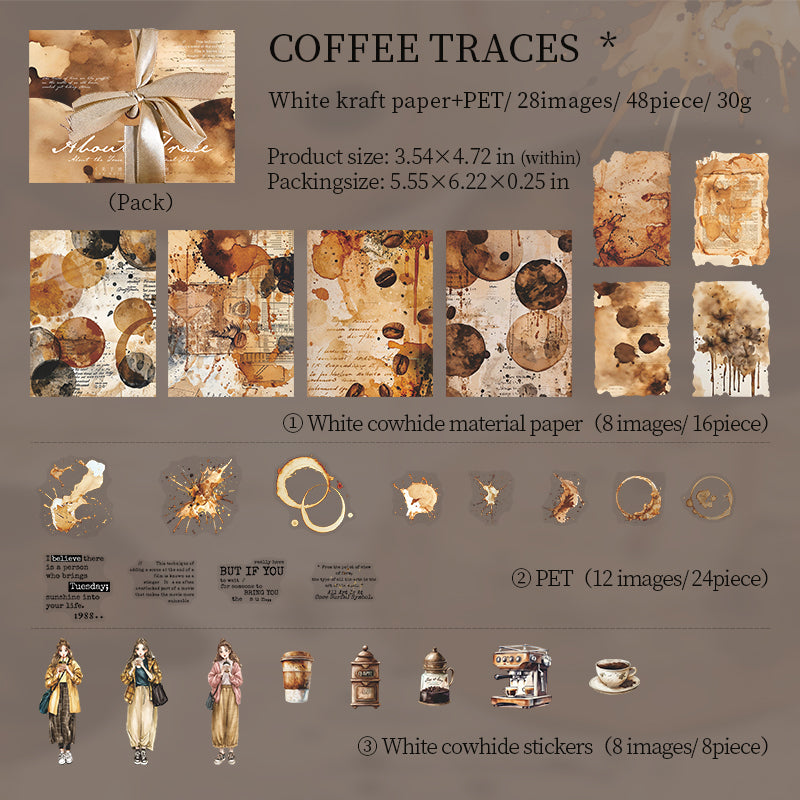 [2601-139] Trace Marks Journaling Kit – Grunge Background & Collage Sticker Set (4 Styles)