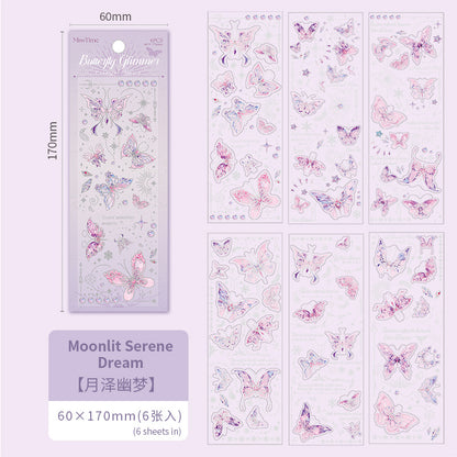 [2603-086] Iridescent Butterfly Decorative Sticker Flakes 6 Styles