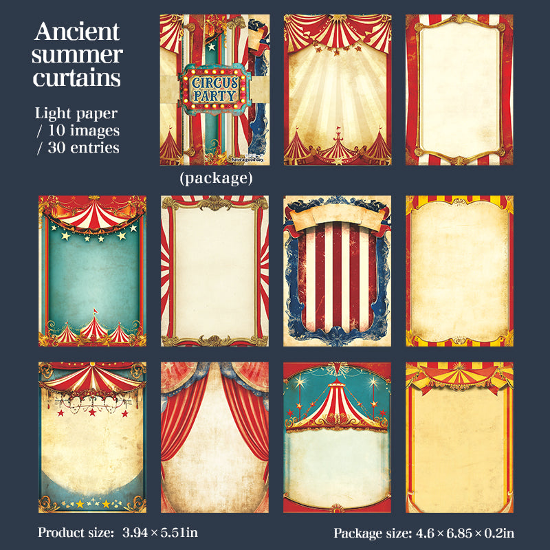 [2603-095] Vintage Circus Party Journal Background Paper 6 Styles