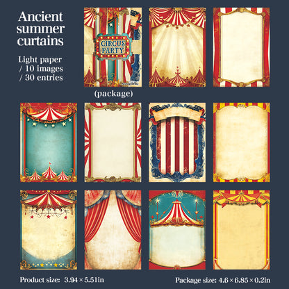 [2603-095] Vintage Circus Party Journal Background Paper 6 Styles