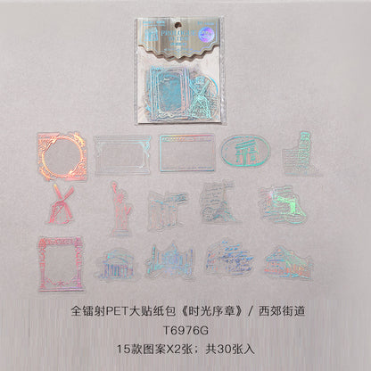 [2601-177] Prologue to Time – Holographic PET Vintage Sticker Set (6 Designs)