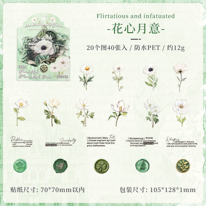 [2603-056] Floral PET Background Stickers 40 Pieces 6 Styles