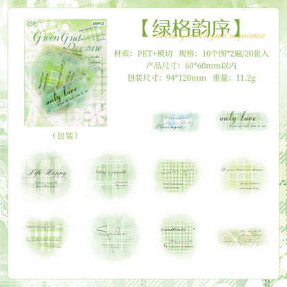 [2603-104] Watercolor Plaid PET Sticker Pack 6 Styles