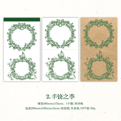 [2601-127] Dawn to Dusk Vintage Frame Memo Stickers – Tear-Off Journal Collage (4 Designs)