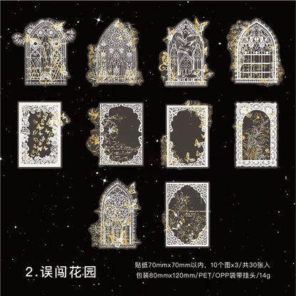 [2603-069] Lace PET Background Collage Stickers 6 Styles