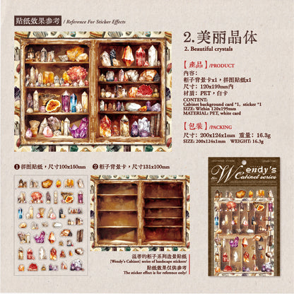 [2603-008] Vintage Background Scene Die Cut Stickers 2 Sheets 4 Styles