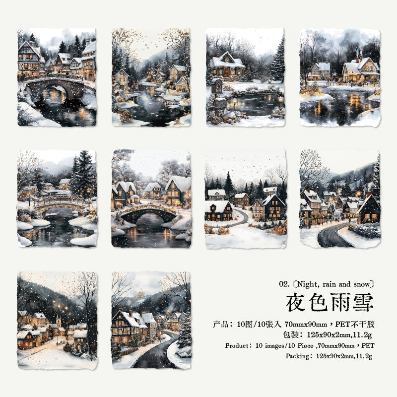 [2601-194] Snowfall Sound Winter Scene Stickers