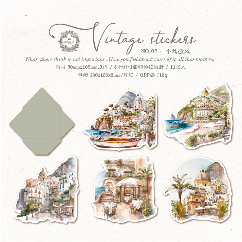 [2603-077] Vintage Travel Collage Stickers 6 Styles