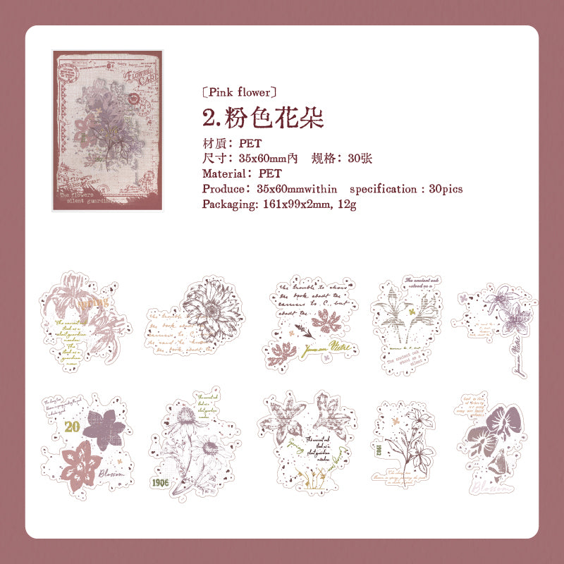 [2601-190] Vintage Herbarium PET Stickers