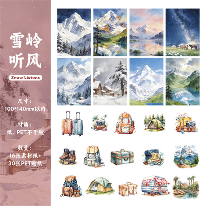 [2603-108] Mountain Landscape Travel Journal Collage Stickers 6 Styles