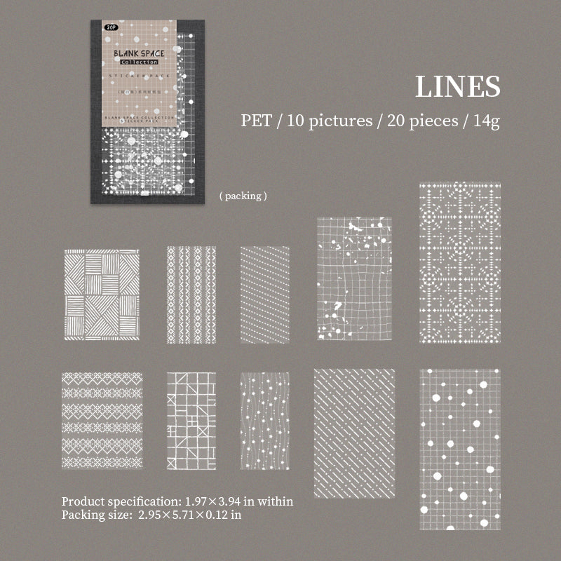 [2603-038] Basic Pattern PET Collage Stickers 6 Styles