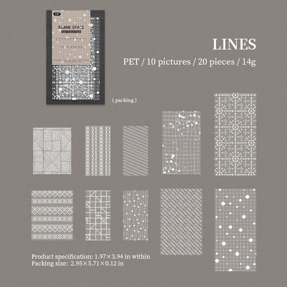 [2603-038] Basic Pattern PET Collage Stickers 6 Styles