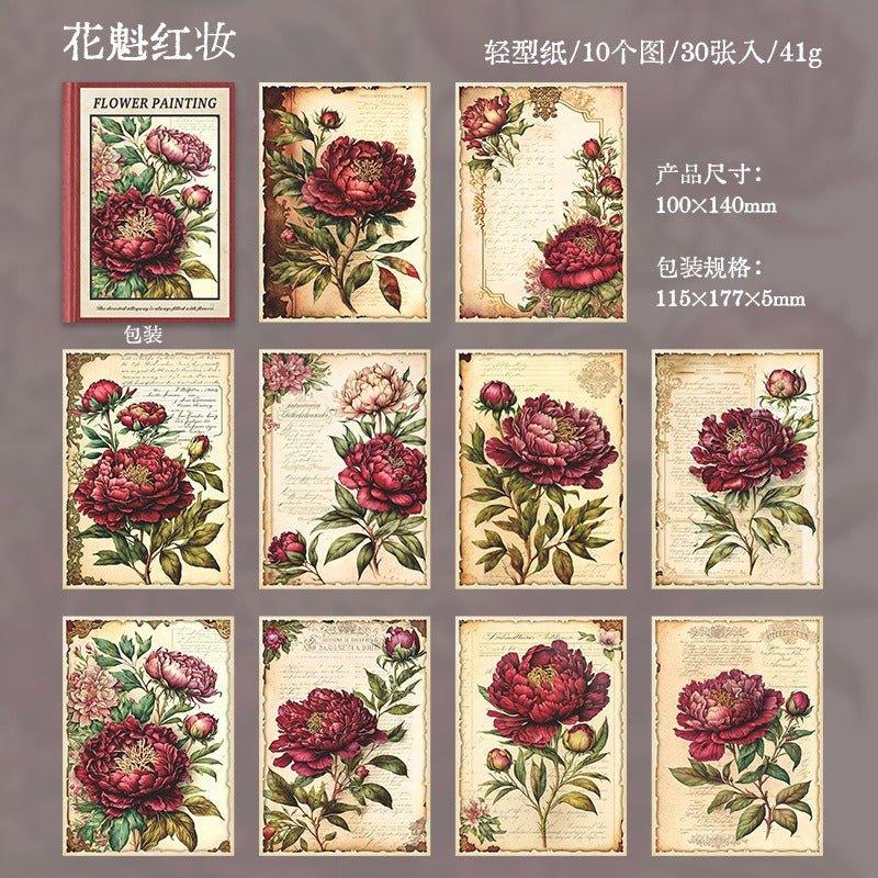 2075 Flower Painting Book Page Series - Memo Journals