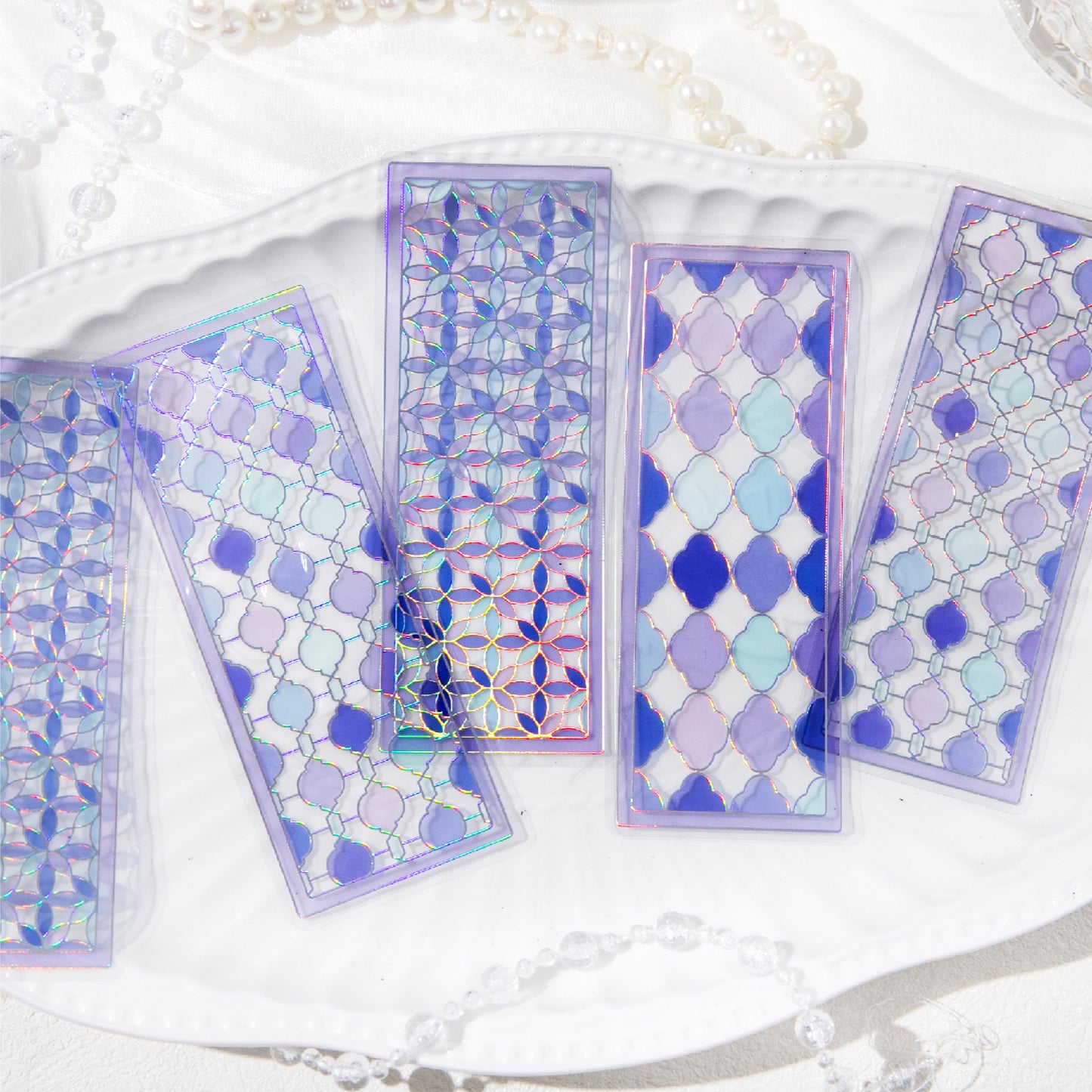 [2601-201] Flowlight Stained Glass PP Bookmarks 6 Piece Set