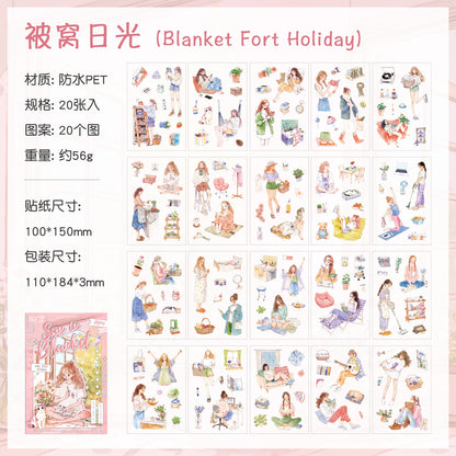 [2603-081] Cute Cartoon Girl Journal Collage Sticker Book 4 Styles