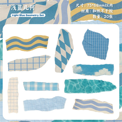 [2601-208] Colorful Washi Tape Sticker Set 20 Pieces