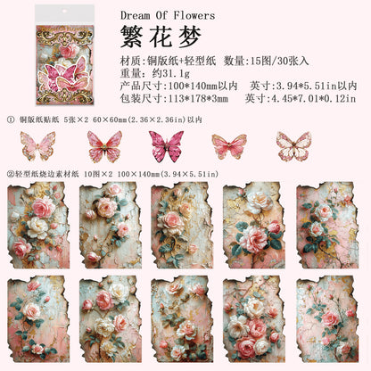 [2601-239] Vintage Floral Butterfly Collage Paper 4 Styles