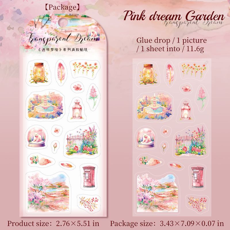 [2601-178] Transparent Dream – Epoxy-Style Landscape Sticker Set (6 Designs)