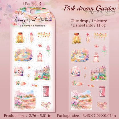 [2601-178] Transparent Dream – Epoxy-Style Landscape Sticker Set (6 Designs)