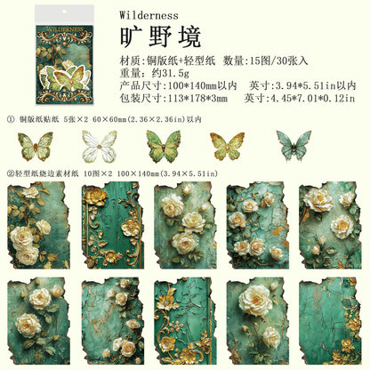 [2601-239] Vintage Floral Butterfly Collage Paper 4 Styles