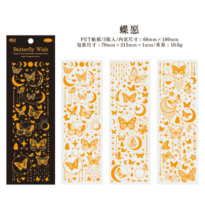 [2603-061] Gold Foil Glitter Frame Line Stickers 4 Styles