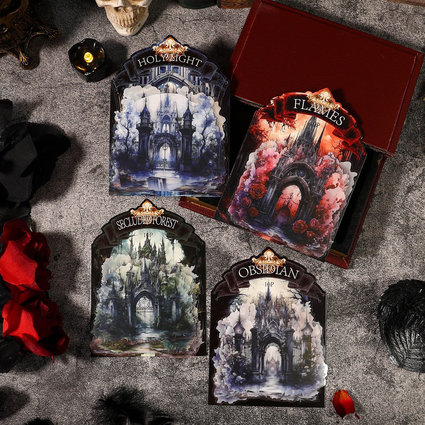 [2601-238] Gothic Cathedral Collage Paper 4 Styles