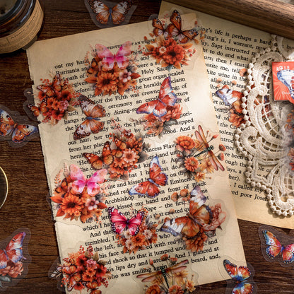 [2601-156] Butterfly Poem – Vintage Butterfly Collage PET Stickers (8 Designs)