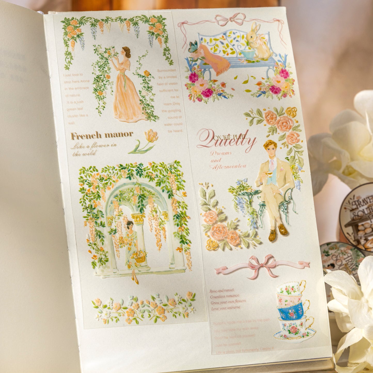 [2601-141] French Countryside PET Washi Tape – Romantic Garden Collage Series (6 Designs)
