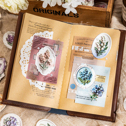 [2603-145] Vintage Botanical Collage Card Stickers 4 Styles