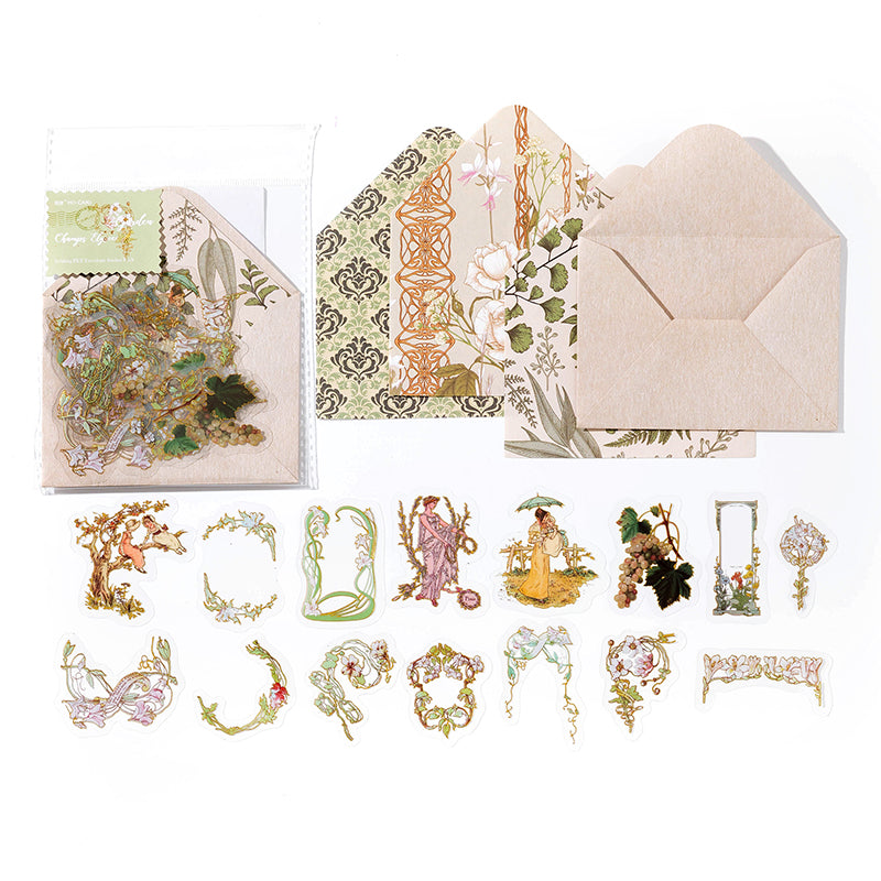 [2602-031] Vintage Garden Envelope PET Stickers