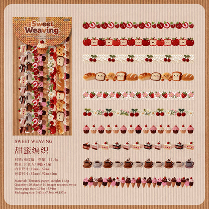 [2602-009] Vintage Fabric Strip Stickers 6 Styles