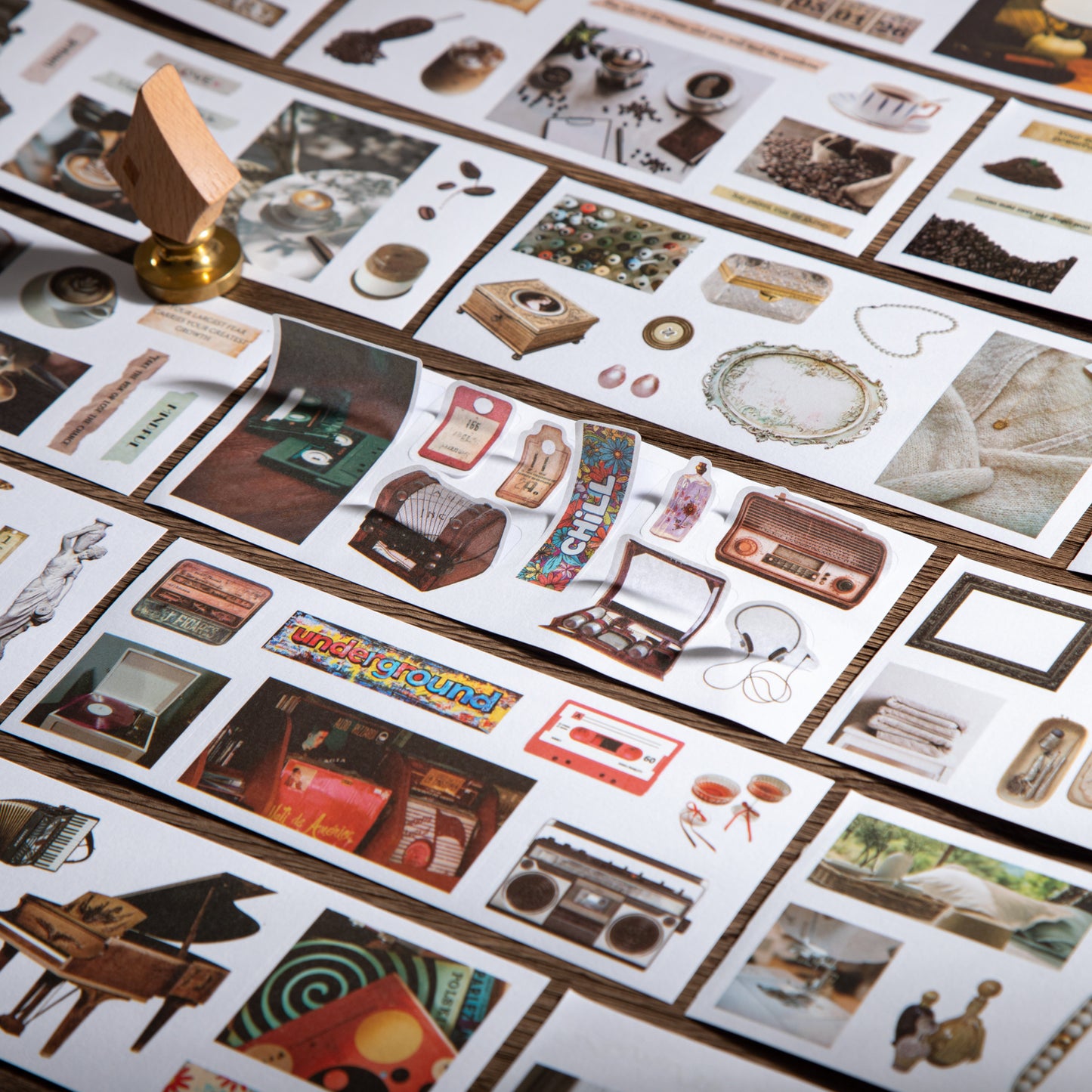 [2602-013] Vintage Book Style Dual Material Sticker Book 4 Styles