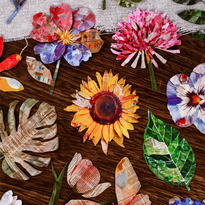 [2602-022] Vintage Floral Collage Stickers 6 Styles