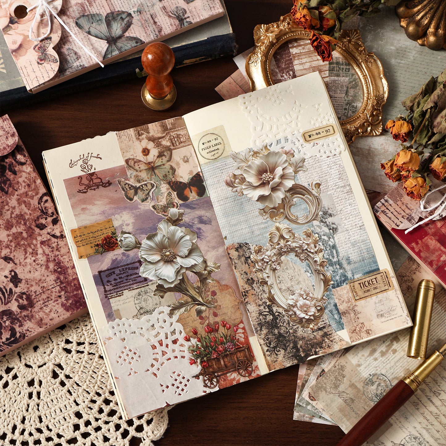 [2601-222] Deep Imprint Series Vintage Texture Journal Paper Set 30 Sheets