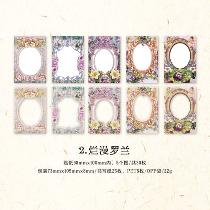 [2601-131] Victorian Keepsake Collage Stickers – Vintage Frame & Floral Series (5 Designs)