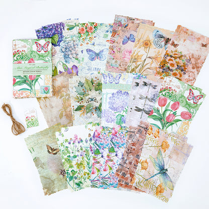 [2601-149] Vintage Botanical Collage Paper – “Memoir Garden” Journal Background Sheets (6 Designs)