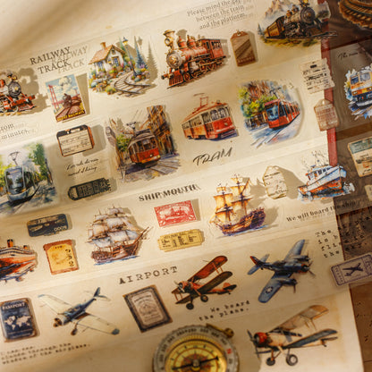 [2603-100] Travel Journal Die Cut Decorative Tape 4 Styles