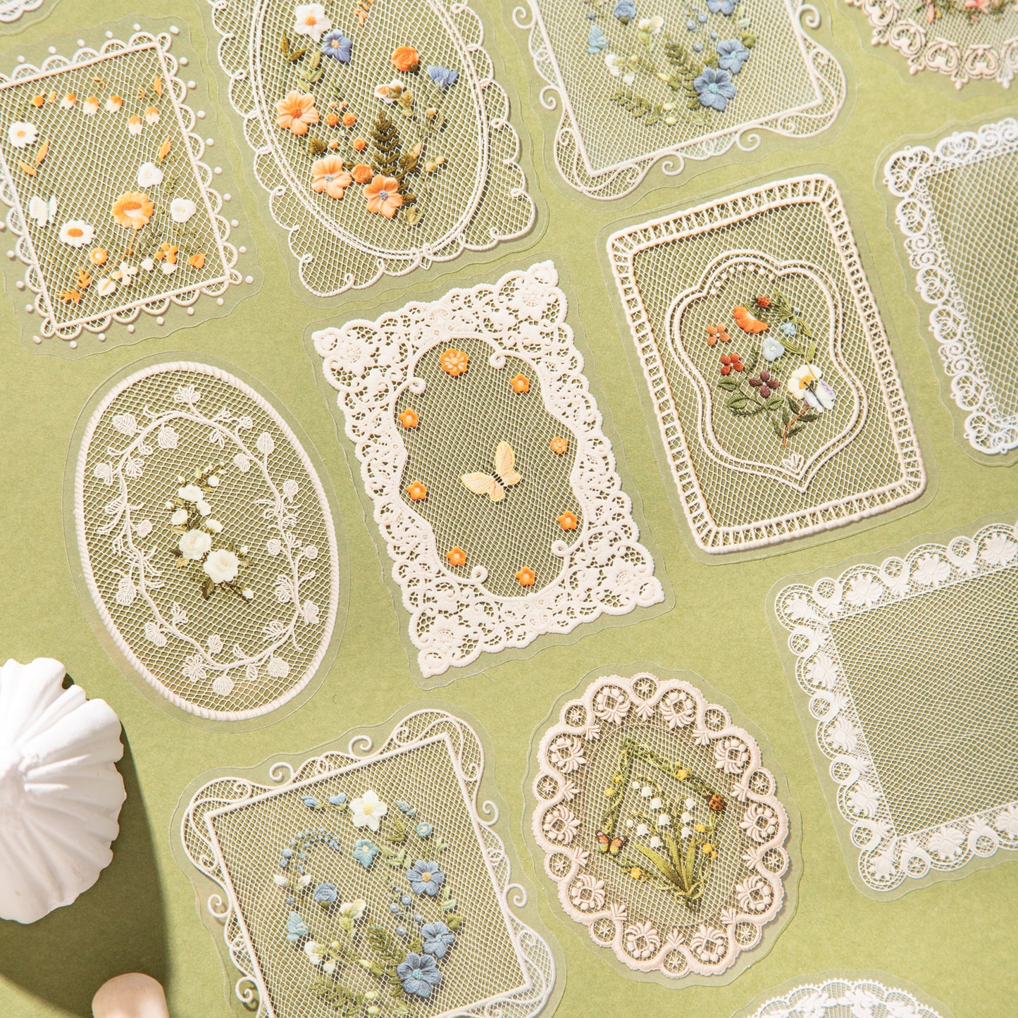 [2603-120] Lace Mesh PET Sticker Pack 4 Styles
