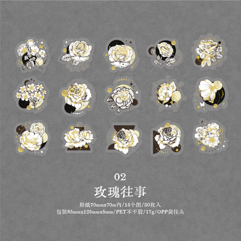[2603-080] PET Gold Foil Vintage Collage Stickers 6 Styles