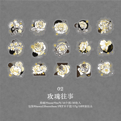 [2603-080] PET Gold Foil Vintage Collage Stickers 6 Styles